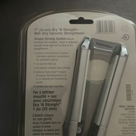NWT Conair 1” Wet and dry ceramic straightener - Picture 3 of 3